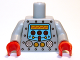 Part No: 973pb1061c01  Name: Torso Robot with Silver Rivets, Yellow Gauges, Red Knobs and Yellow Screen Pattern / Light Bluish Gray Arms / Red Hands