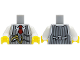 Part No: 973pb1183c01  Name: Torso Pinstripe Vest, Red Tie and Pocket Watch and Back Print Pattern / White Arms / Yellow Hands