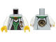 Part No: 973pb1581c01  Name: Torso Ninjago Robe with Green Sash, Asian Characters and Gold Snake Emblem Pattern / White Arms / Yellow Hands