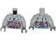Part No: 973pb1666c01  Name: Torso Robot with Armor, Kraang and Control Harness Pattern / Light Bluish Gray Arms / Dark Bluish Gray Hands
