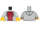 Part No: 973pb2066c02  Name: Torso Hooded Sweatshirt Open with Drawstrings over Dark Red Top Pattern / Light Bluish Gray Arms / Yellow Hands