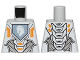 Part No: 973pb2237  Name: Torso Nexo Knights Armor with Orange and Gold Circuitry and White Horse Head on Sand Blue Pentagonal Shield Pattern