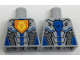 Part No: 973pb2364  Name: Torso Nexo Knights Armor with Orange Emblem with Yellow Crowned Lion, Silver Panels, Dark Azure Hexagon Pattern