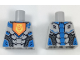 Part No: 973pb2896  Name: Torso Nexo Knights Armor with Orange Emblem with Yellow Crowned Lion, Silver Panels Pattern