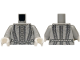 Part No: 973pb6168c01  Name: Torso Doublet Silver and Dark Bluish Gray Buttons and Detailed Trim Lines Pattern / Light Bluish Gray Arms / White Hands