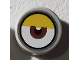 Part No: 98138pb142  Name: Tile, Round 1 x 1 with White Eye with Centered Reddish Brown Iris, Partially Closed Yellow Eyelid and Silver Outline Pattern