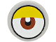 Part No: 98138pb417  Name: Tile, Round 1 x 1 with White Eye with Centered Reddish Brown Iris and Partially Closed Curved Yellow Eyelid Pattern