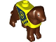 Part No: 105143pb02  Name: Dog, Labrador / Rescue Dog with Molded Neon Yellow Vest and Printed Dark Blue Panel and Squares with Police Badge Pattern