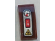 Part No: 11477pb133  Name: Slope, Curved 2 x 1 x 2/3 with Silver Panel with Gauge, Red Switch and Yellow Fire Danger Triangle Pattern (Sticker) - Set 70421