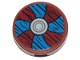 Part No: 14769pb523  Name: Tile, Round 2 x 2 with Bottom Stud Holder with Viking Shield Blue / Dark Red Sections and Wood Grain Pattern (Sticker) - Set 76208