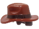 Part No: 1849pb01  Name: Minifigure, Hair Combo, Hat with Hair, Fedora Outback Style with Wide Brim with Molded Dark Brown Band and Short Hair Pattern