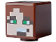Part No: 19729pb085  Name: Minifigure, Head, Modified Cube with Pixelated Light Nougat Face, Bright Green Eyes, Dark Brown Eyebrows and Mouth with White Teeth Pattern (Minecraft Badlands Explorer)