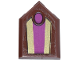 Part No: 22385pb378  Name: Tile, Modified 2 x 3 Pentagonal with Gold and Dark Pink Chair Back Stripes and Oval Headrest Pattern (Sticker) - Set 43263
