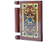 Part No: 24093pb085  Name: Minifigure, Utensil Book Cover with Gold Star and Filigree in Frame with Blue Eye and Dots Black Outline Pattern (Sticker) - Set 21348 (Dungeons & Dragons Elf Wizard's Spellbook)