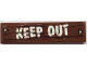 Part No: 2431pb0529  Name: Tile 1 x 4 with Wood Grain, 2 Nails and 'KEEP OUT' Pattern (Sticker) - Set 70907
