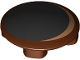 Part No: 2654pb024  Name: Plate, Round 2 x 2 with Rounded Bottom with Black Circle with Medium Nougat Crescent Pattern (Rocket Raccoon Eye)