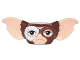Part No: 27455pb01  Name: Minifigure, Head, Modified Alien Gremlin Mogwai with Light Nougat Ears and Face, White Fur on Head and Around Eye and Dark Brown Eyes Pattern