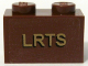 Part No: 3004pb075  Name: Brick 1 x 2 with Gold 'LRTS' Pattern (Sticker) - Set 10194
