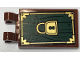 Part No: 30350bpb079  Name: Tile, Modified 2 x 3 with 2 Clips with Gold Lock on Dark Green Wood Grain Pattern (Sticker) - Set 79013