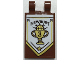 Part No: 30350bpb136L  Name: Tile, Modified 2 x 3 with 2 Open O Clips with Black 'NEWBURY' and Gold Basketball Trophy on White Banner Pattern Model Left Side (Sticker) - Set 70425