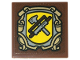 Part No: 3068pb2380  Name: Tile 2 x 2 with Yellow Shield, Tan Frame and Saw and Hammer Pattern (Sticker) - Set 10332