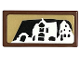 Part No: 3069pb1107  Name: Tile 1 x 2 with White Set 4757 Hogwarts Castle Silhouette on Black and Tan Background Pattern (Sticker) - Set 76405