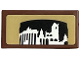 Part No: 3069pb1110  Name: Tile 1 x 2 with White Set 4709 Hogwarts Castle Silhouette on Black and Tan Background Pattern (Sticker) - Set 76405