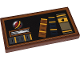 Part No: 3395pb002  Name: Tile, Modified 2 x 4 Inverted with Books with Dark Orange Frame on Black Background Pattern (Sticker) - Set 76409