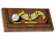 Part No: 3395pb006  Name: Tile, Modified 2 x 4 Inverted with Dark Tan and Gold Horn, Crystal Ball and Drawer with Handle Pattern (Sticker) - Set 76410
