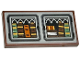 Part No: 3395pb007  Name: Tile, Modified 2 x 4 Inverted with Sand Green, Dark Orange and Reddish Brown Books with Light Bluish Gray Ornate Fence Pattern (Sticker) - Set 76411