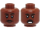 Part No: 3626cpb2919  Name: Minifigure, Head Dual Sided, Black Eyebrows and Moustache, Cheek Lines, Smile / Scowl with Open Mouth and White Teeth Pattern - Hollow Stud
