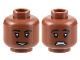 Part No: 3626cpb3162  Name: Minifigure, Head Dual Sided Female, Black Eyebrows, Dark Brown Chin Dimple, Open Mouth, Lopsided Smile / Scared Pattern - Hollow Stud