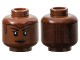 Part No: 3626cpb3234  Name: Minifigure, Head Female, Pearl Gold and Dark Red Tiara, Black Eyebrows, Dark Brown Lips, Tattoo on Back Pattern - Hollow Stud