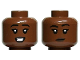 Part No: 3626cpb3236  Name: Minifigure, Head Dual Sided Female Black Eyebrows, Dark Brown Lips, Open Mouth Smile with Teeth / Neutral Pattern - Hollow Stud