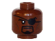 Part No: 3626pb1067  Name: Minifigure, Head Black Eyebrows, Eye Patch, Moustache and Goatee, Dark Brown Cheek Lines, Stern Pattern