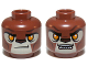 Part No: 3626pb1080  Name: Minifigure, Head Dual Sided Alien Chima Lion with Orange Eyes, Tan Face and Brown Nose, Closed Mouth / Open Mouth Pattern (Lavertus)
