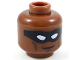 Part No: 3626pb1992  Name: Minifigure, Head Black Mask with White Eye Holes, Dark Brown Cheek Lines and Chin Dimple, Slight Grin Pattern