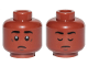 Part No: 3626pb2355  Name: Minifigure, Head Dual Sided Black Eyebrows, White Pupils, Sad / Closed Eyes Pattern (Finn)
