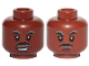 Part No: 3626pb2496  Name: Minifigure, Head Dual Sided Black and Gray Moustache and Eyebrows, Lopsided Grin / Closed Mouth Pattern (SW Lando)