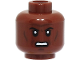 Part No: 3626pb2922  Name: Minifigure, Head Black Eyebrows, Forehead Lines, Cheek Lines and Chin Dimple, Scowl with Open Mouth and Teeth Pattern