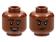 Part No: 3626pb3015  Name: Minifigure, Head Dual Sided Female Black Eyebrows Thick, Single Eyelashes, Dark Brown Lips, Open Mouth Smile with Top Teeth and Red Tongue / Smirk Pattern