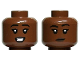 Part No: 3626pb3236  Name: Minifigure, Head Dual Sided Female Black Eyebrows, Dark Brown Lips, Open Mouth Smile with Teeth / Neutral Pattern