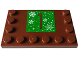 Part No: 6180pb170  Name: Tile, Modified 4 x 6 with Studs on Edges with Red Number 1 and White Snowflakes on Green Square Pattern (Sticker) - Set 4002023