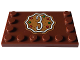Part No: 6180pb172  Name: Tile, Modified 4 x 6 with Studs on Edges with White Number 3, Red and Green Dots on Medium Nougat Cookie Pattern (Sticker) - Set 4002023