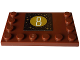 Part No: 6180pb177  Name: Tile, Modified 4 x 6 with Studs on Edges with White Number 8 and Gold Circle, Stars and Dots on Dark Brown Square Pattern (Sticker) - Set 4002023