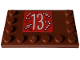 Part No: 6180pb182  Name: Tile, Modified 4 x 6 with Studs on Edges with White Number 13 and Candy on Red Square Pattern (Sticker) - Set 4002023