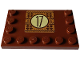 Part No: 6180pb186  Name: Tile, Modified 4 x 6 with Studs on Edges with Reddish Brown Number 17 in Tan Circle on Fair Isle Square Pattern (Sticker) - Set 4002023