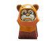 Part No: 64805pb06  Name: Minifigure, Head, Modified SW Ewok with Dark Orange Hood with Reddish Brown Stitching and Tan Face Paint Pattern