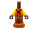 Part No: 65224pb009  Name: Micro Doll, Body with Molded Bright Light Orange Top and Dark Orange Pants and Printed Orange Vest Open with Red Buttons, Neckerchief Scarf with Slide Pattern
