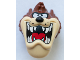 Part No: 75038pb01  Name: Minifigure, Head, Modified Looney Tunes Taz with Red Tongue, Tan Face and White Teeth Pattern